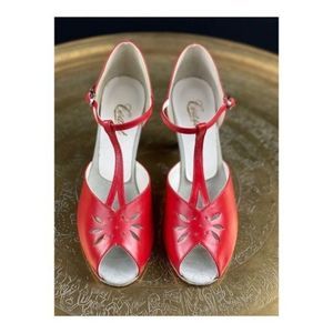 Elegant Red T-Strap Ballroom Shoes